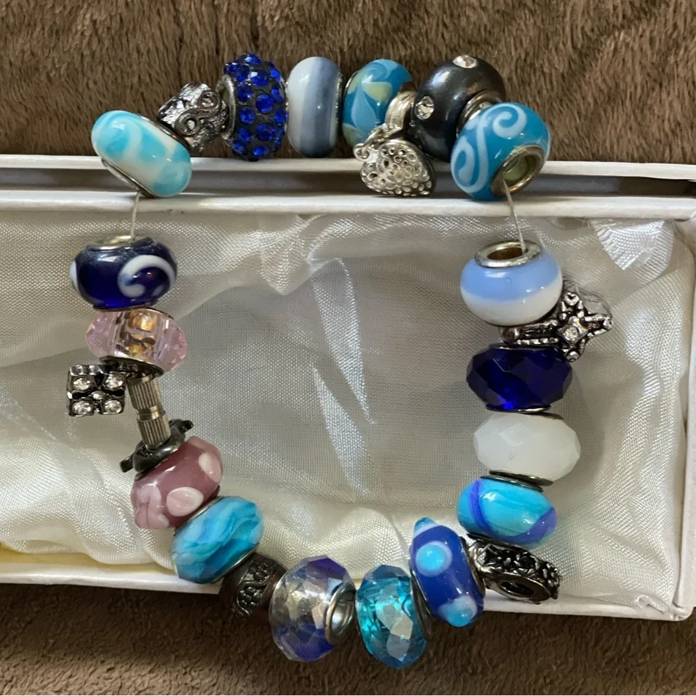 Handmade Bracelet with Charms and Blown Glass Beads - Picture 7 of 13